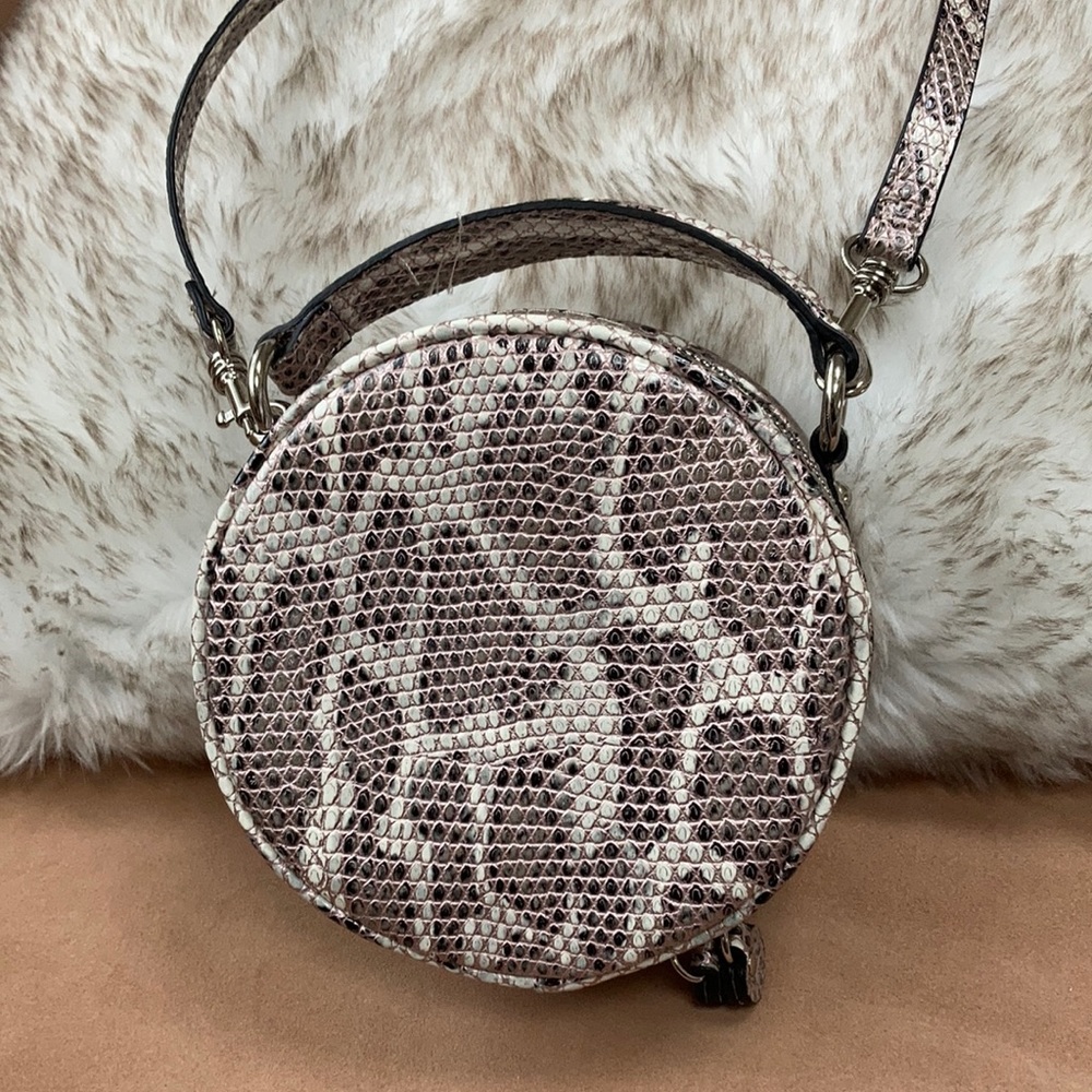 Express Round Python Top Zip Crossbody Bag. - image 1
